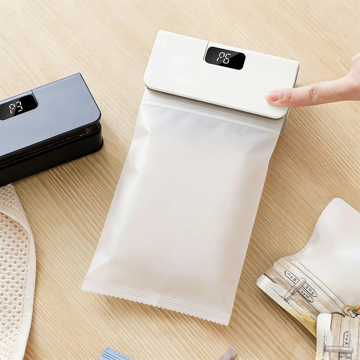 Mini Bag Sealer 2 in 1 Rechargeable Bag Sealer Heat Seal With Cutter and Magnet Bag Resealer Machine for Plastic Bags Snack Bags